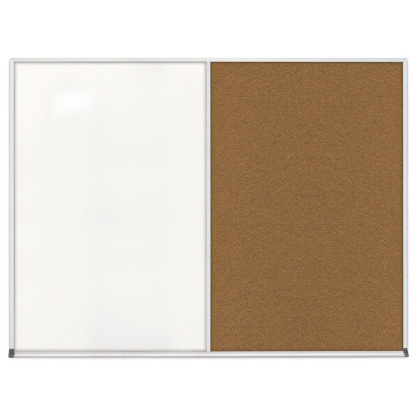 Single Door Radius Corkboard, 24"x36", Hea, UV7011RC-SATIN-PEARL